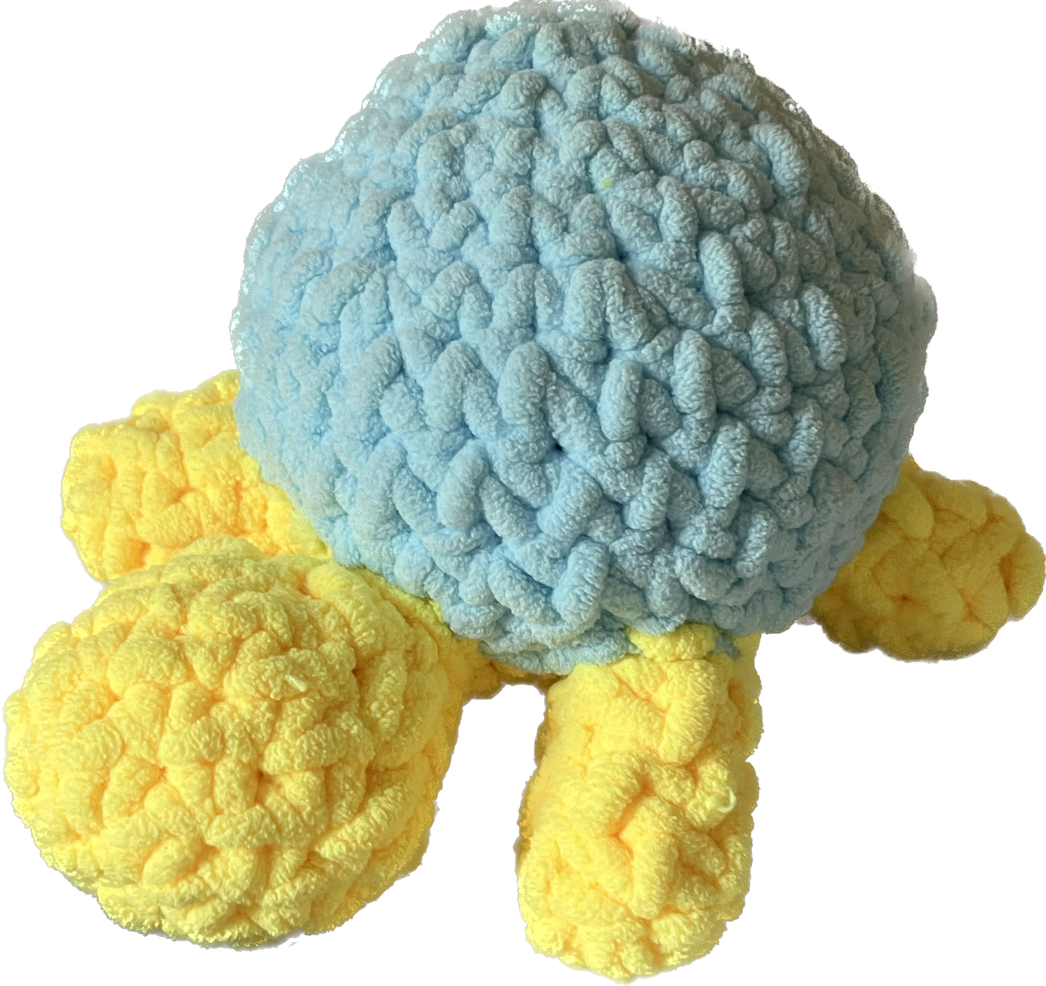 amigurumi of a blue shell turtle